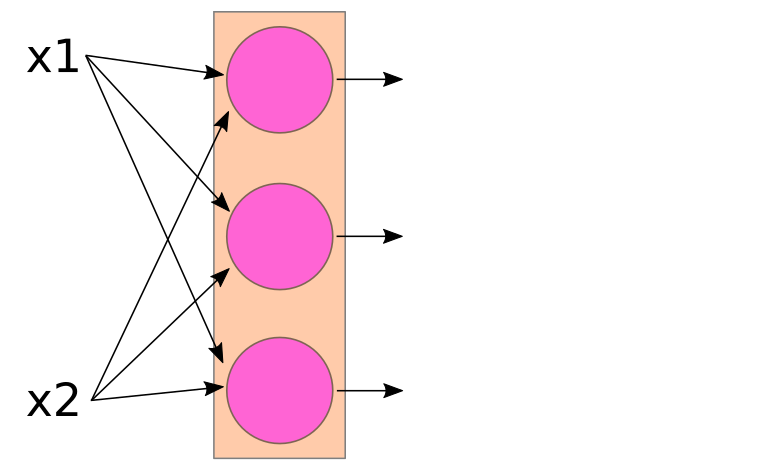 a 3-neuron layer with two inputs